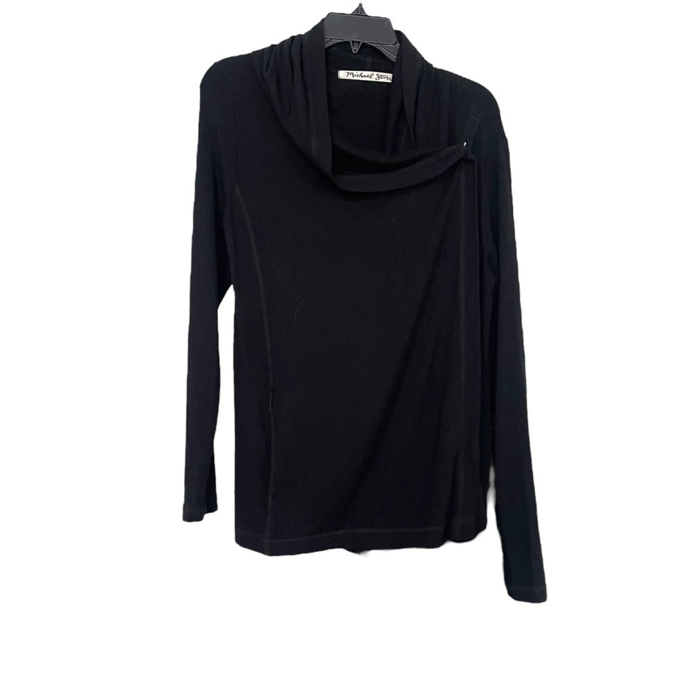 Michael Stars Black Drapey Wrapped Long Sleeve Top Size Medium